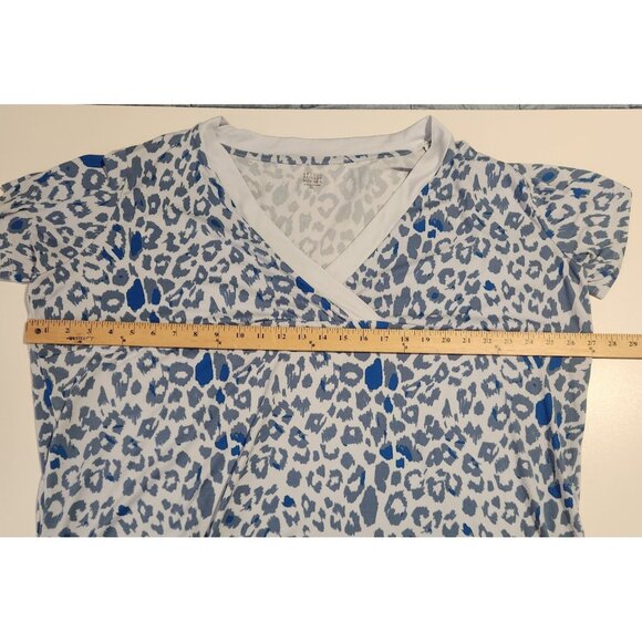 Studio Badgley Mischka Top V-Neck Blue White Abstract Stretch Polyester XL - Picture 8 of 9